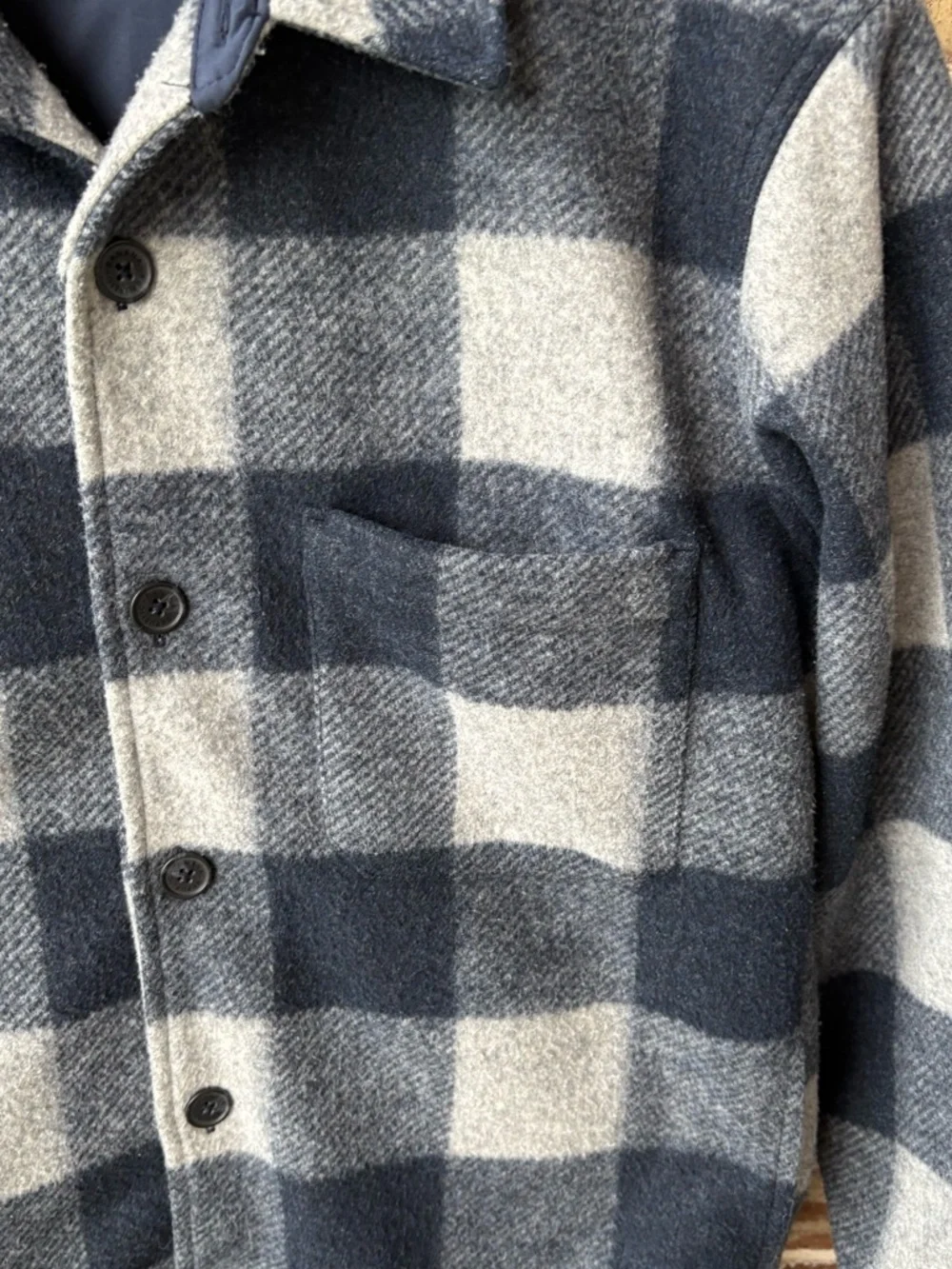 Banana Republic Navy Gray Plaid Heritage Shirt Jacket Shacket Size Large